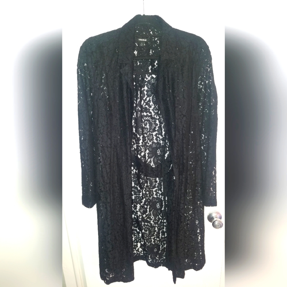 Torrid Black Sheer Lace Cardigan